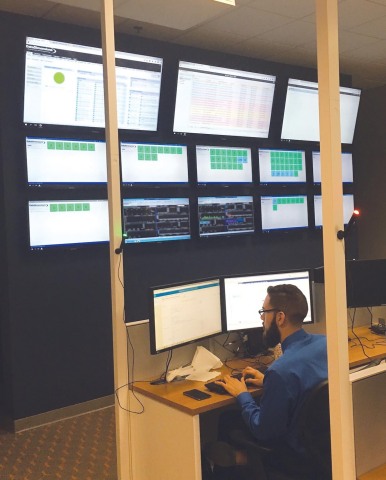 Data Dimensions' new office in Lake Mary, Fla., features a Network Operations Center equipped with a wall of monitors for quick, precise response to client issues. 