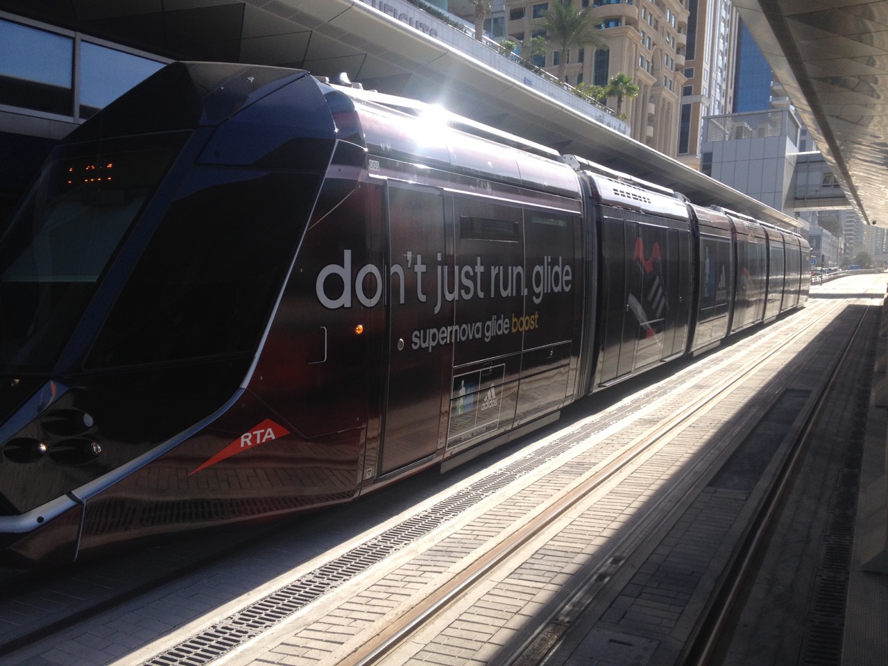 1st branded tram in Dubai (UAE). The branding was done by Print Works Dubai